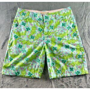 Lilly Pulitzer Shorts Women’s Size 2 Resort Fit Blue/Pink Alligator Cotton Check